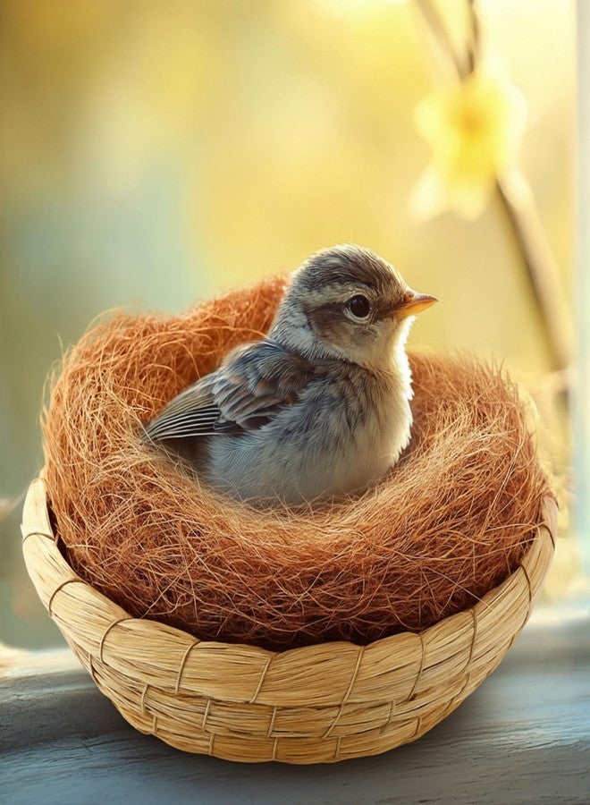 AceOrbit 4 Set Bird Nest with Coconut Fiber Mats Set Hand-Woven Flat Base Pigeon Birdhouse Breeding Nest Small Animal Cage Accessories for Parrots Budgies Cockatiels Hamsters Gerbils and Pigs - Image 4